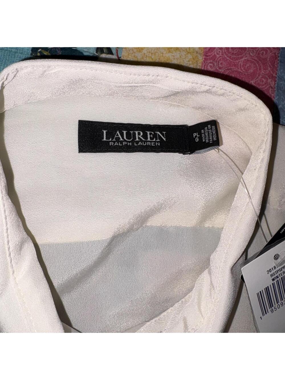 Lauren Ralph Lauren NEW $115 Womans Sz PL White Long Sleeve Button-Up Shirt Work - Picture 5 of 9